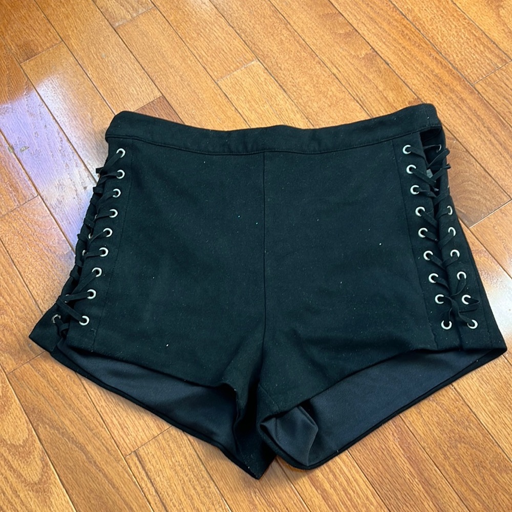 Black slit rave shorts
